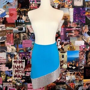 I.AM.GIA blue bodycon skirt with rhinestone hem (sold out online)